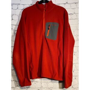 Eddie Bauer Men's Quarter Zip Fleece Size M Red PolarTec FirstAscent